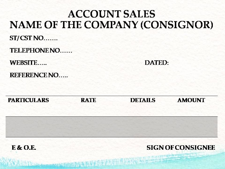 CONSIGNMENT ACCOUNTS NOTES