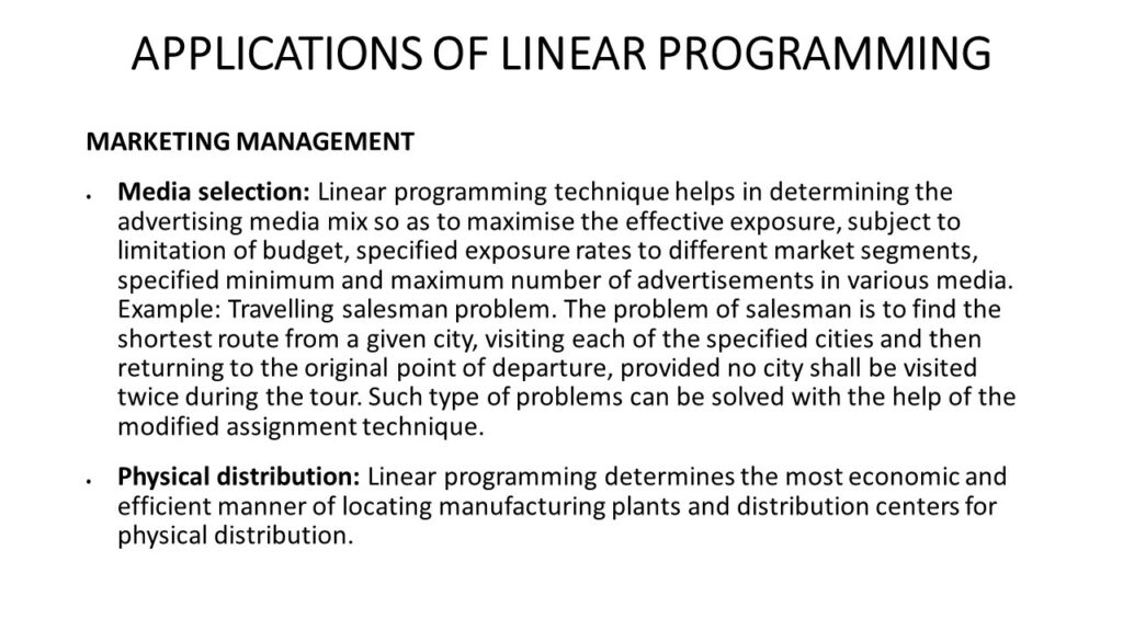 LINEAR PROGRAMMING PROBLEMS - APPLICATIONS OF LINEAR PROGRAMMING