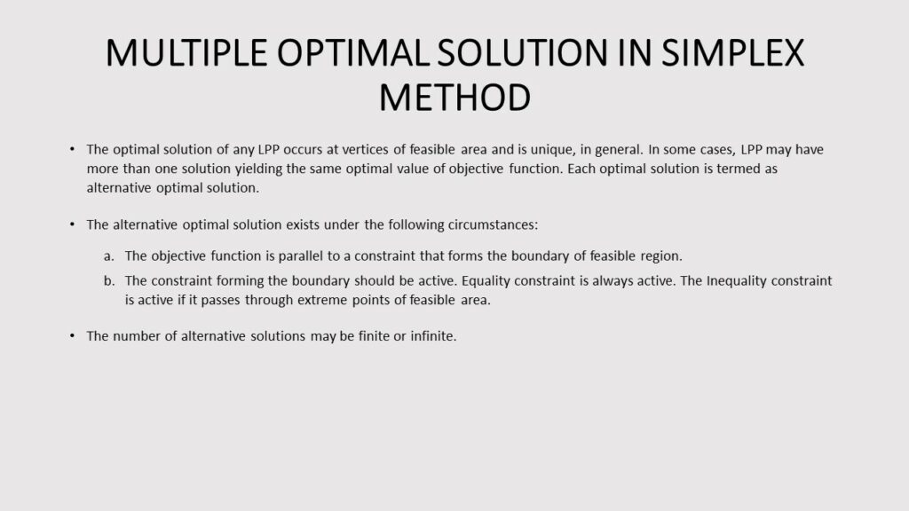 MULTIPLE OPTIMAL SOLUTION IN SIMPLEX METHOD- LINEAR PROGRAMMING TERMS AND DEFINITIONS