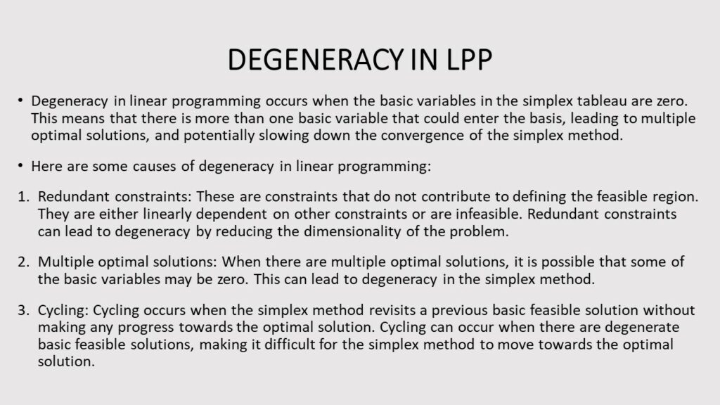 DEGENERACY IN LPP- LINEAR PROGRAMMING TERMS AND DEFINITIONS