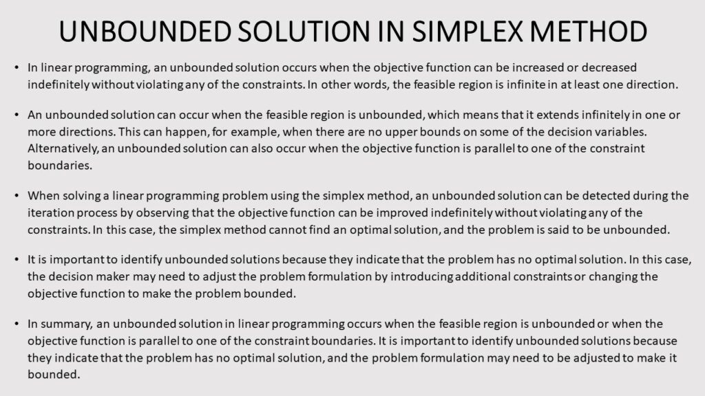 UNBOUNDED SOLUTION IN SIMPLEX METHOD- LINEAR PROGRAMMING TERMS AND DEFINITIONS