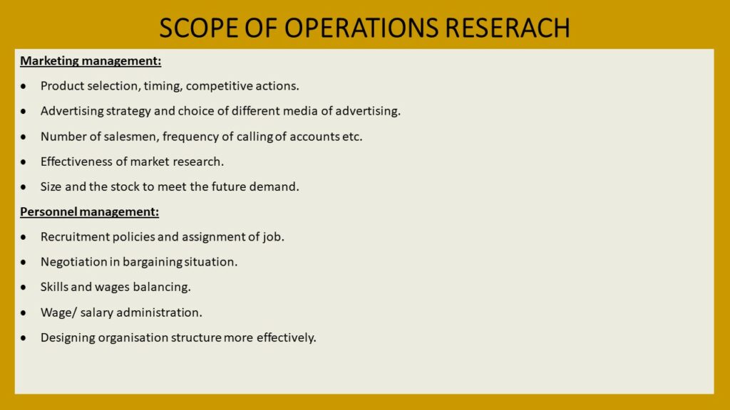 INTRODUCTION TO OPERATIONS RESEARCH - SCOPE OF OPERATIONS RESEARCH
