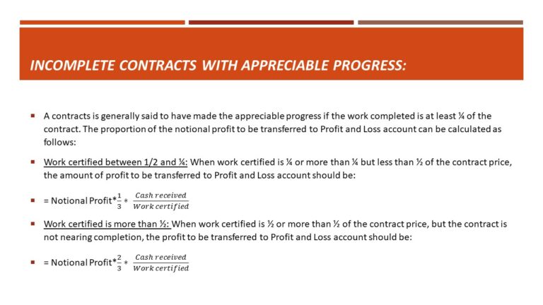 Calculation of profits in contract costing 5 cases explained