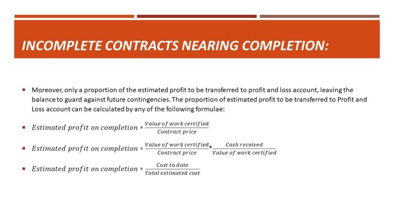 Calculation of profits in contract costing 5 cases explained