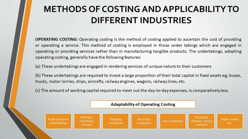 Methods of Cost Accounting and their Adaptability in different industries