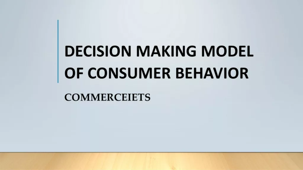 DECISION MAKING MODEL OF CONSUMER BEHAVIOR