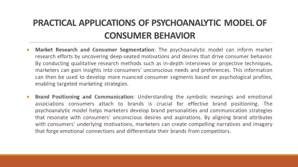 PRACTICAL APPLICATIONS OF PSYCHOANALYTIC MODEL OF CONSUMER BEHAVIOR