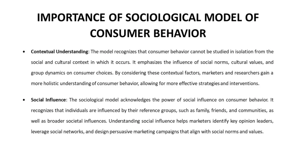 IMPORTANCE OF SOCIOLOGICAL MODEL OF CONSUMER BEHAVIOR