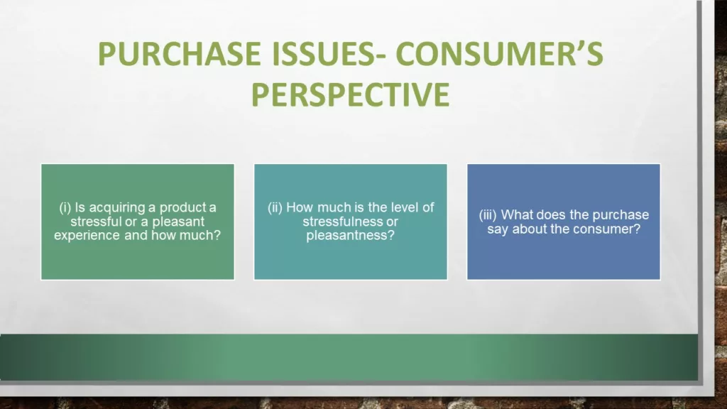 PURCHASE ISSUES- CONSUMER'S PERSPECTIVE