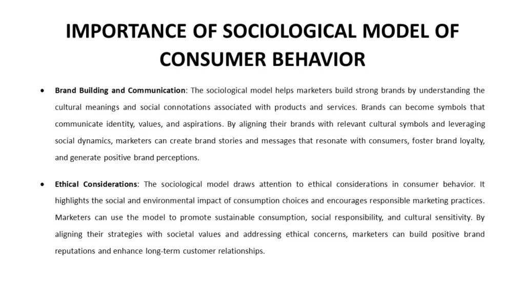 IMPORTANCE OF SOCIOLOGICAL MODEL OF CONSUMER BEHAVIOR