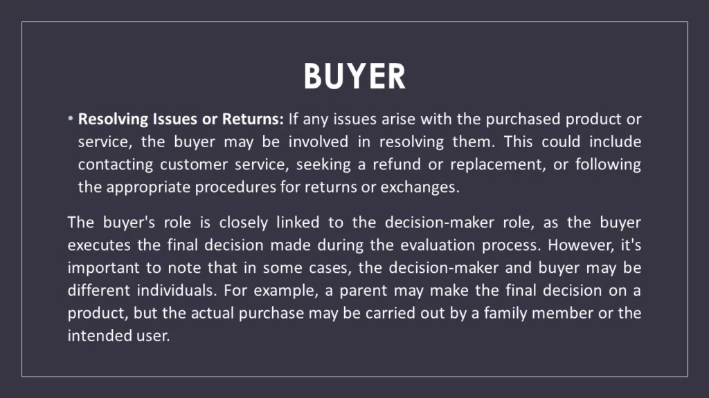 CONSUMER BUYING ROLES