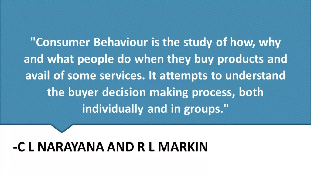 DEFINE CONSUMER BEHAVIOR