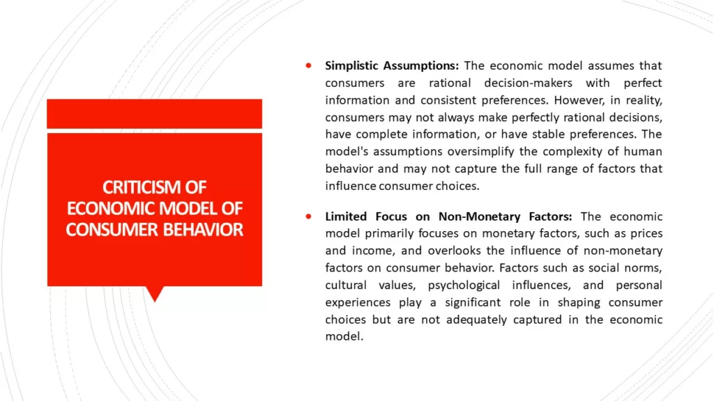 CRITICISM OF ECONOMIC MODEL OF CONSUMER BEHAVIOR