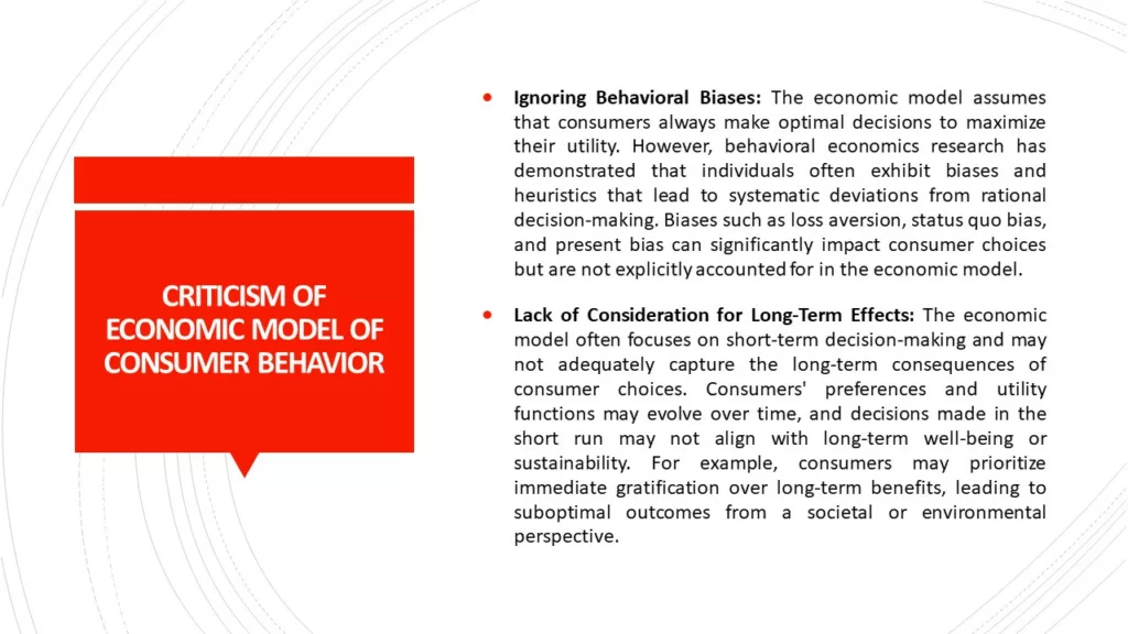 CRITICISM OF ECONOMIC MODEL OF CONSUMER BEHAVIOR