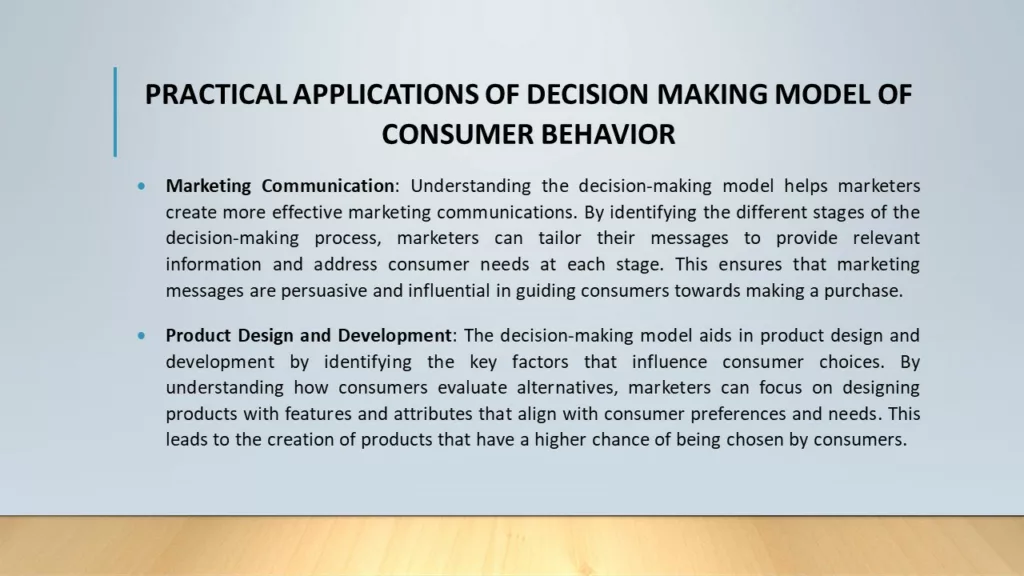 DECISION MAKING MODEL OF CONSUMER BEHAVIOR