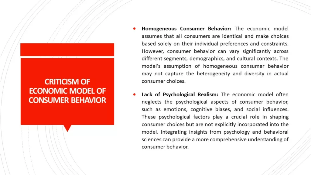 CRITICISM OF ECONOMIC MODEL OF CONSUMER BEHAVIOR