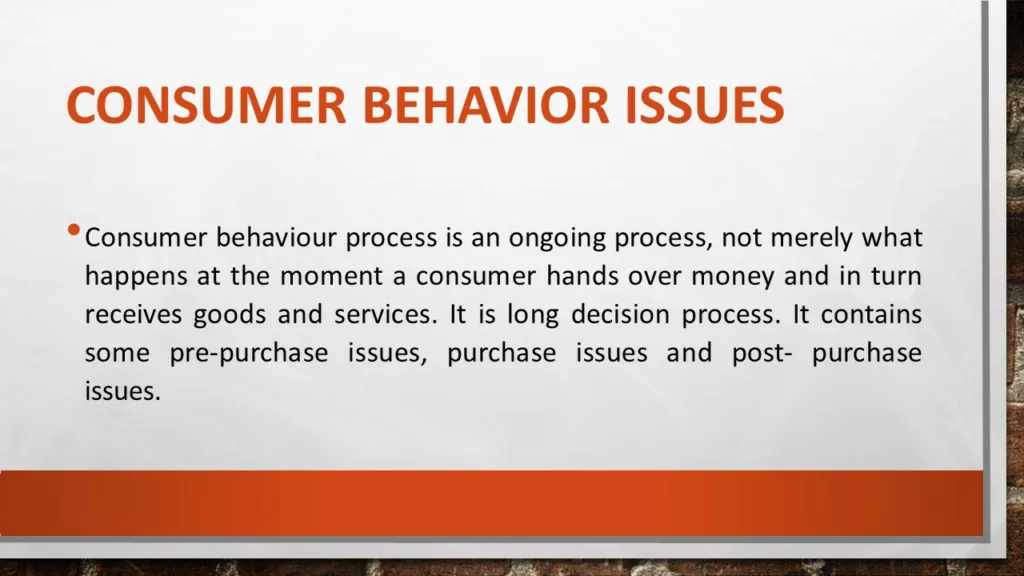 CONSUMER BEHAVIOR ISSUES