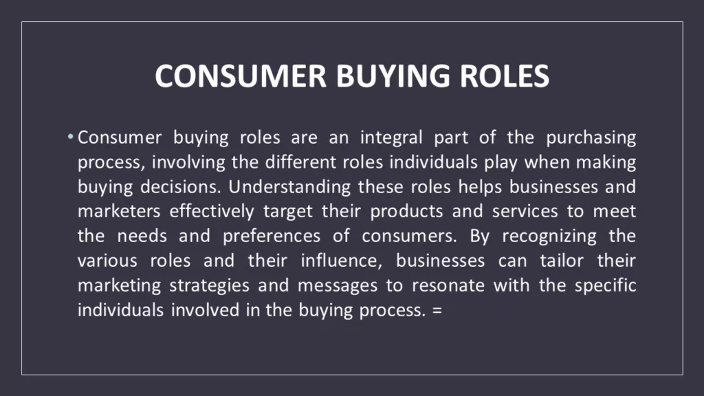 CONSUMER BUYING ROLES