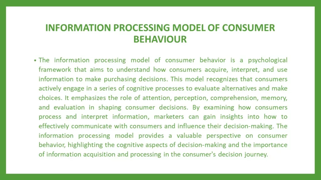 INFORMATION PROCESSING MODEL OF CONSUMER BEHAVIOUR