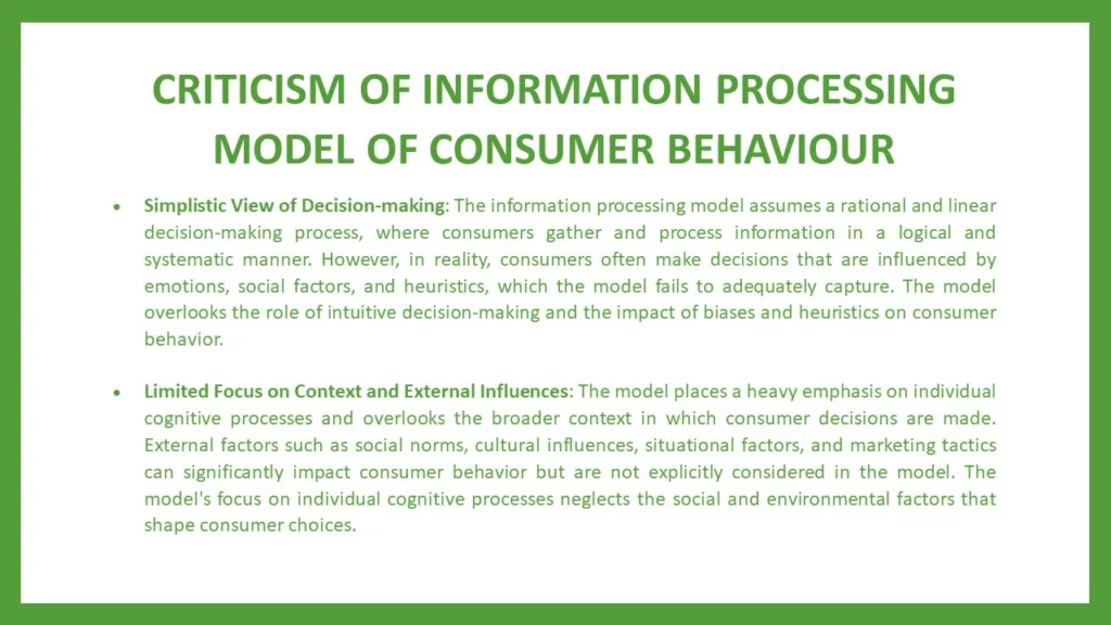 INFORMATION PROCESSING MODEL OF CONSUMER BEHAVIOUR