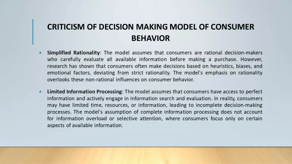 DECISION MAKING MODEL OF CONSUMER BEHAVIOR