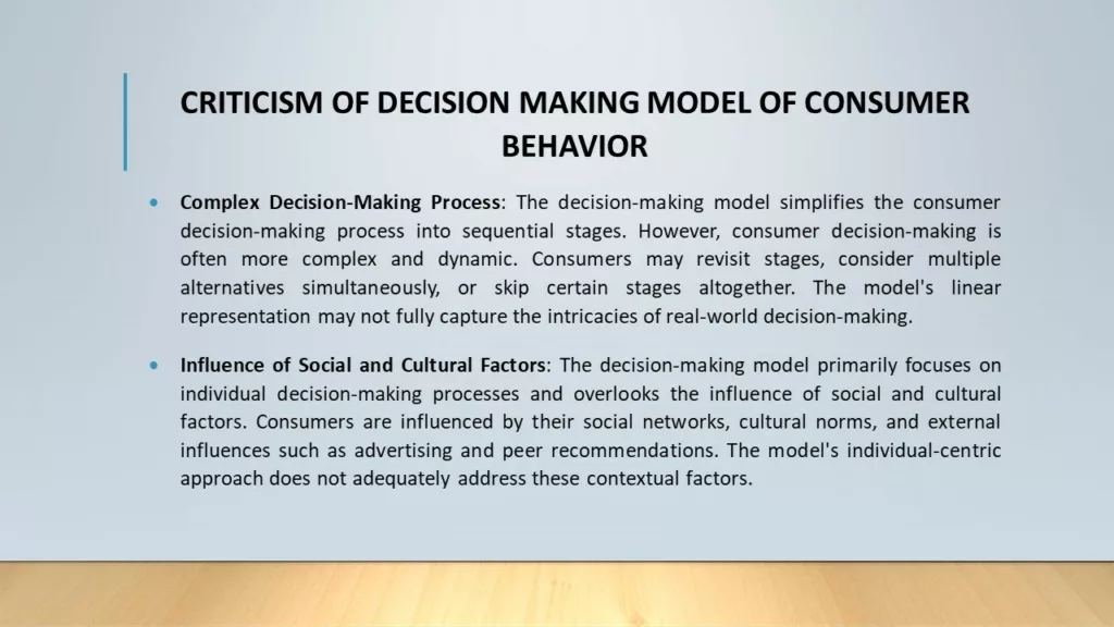 DECISION MAKING MODEL OF CONSUMER BEHAVIOR