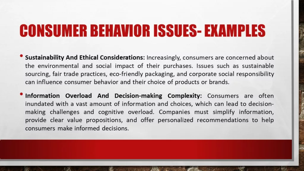 CONSUMER BEHAVIOR ISSUES EXAMPLES