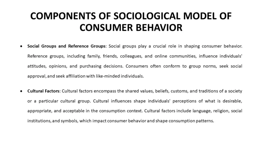 COMPONENTS OF SOCIOLOGICAL MODEL OF CONSUMER BEHAVIOR