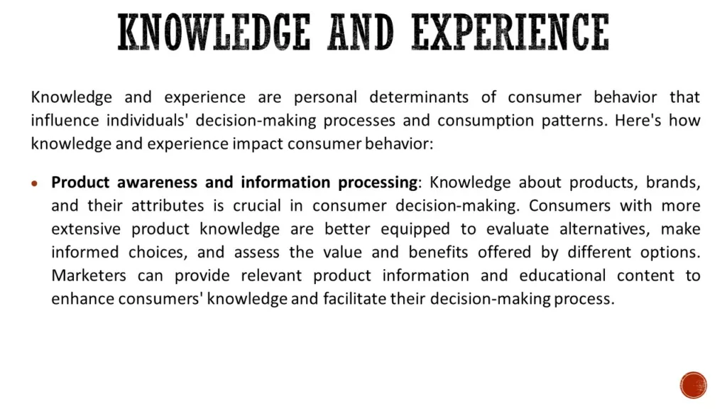 PERSONAL DETERMINANTS OF CONSUMER BEHAVIOR