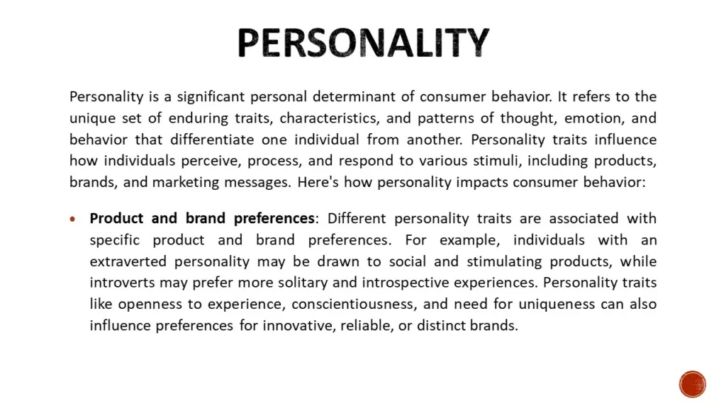 PERSONAL DETERMINANTS OF CONSUMER BEHAVIOR