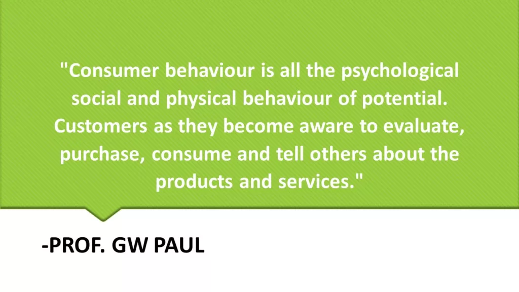 DEFINE CONSUMER BEHAVIOR