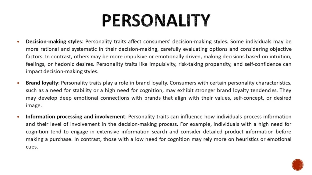 PERSONAL DETERMINANTS OF CONSUMER BEHAVIOR