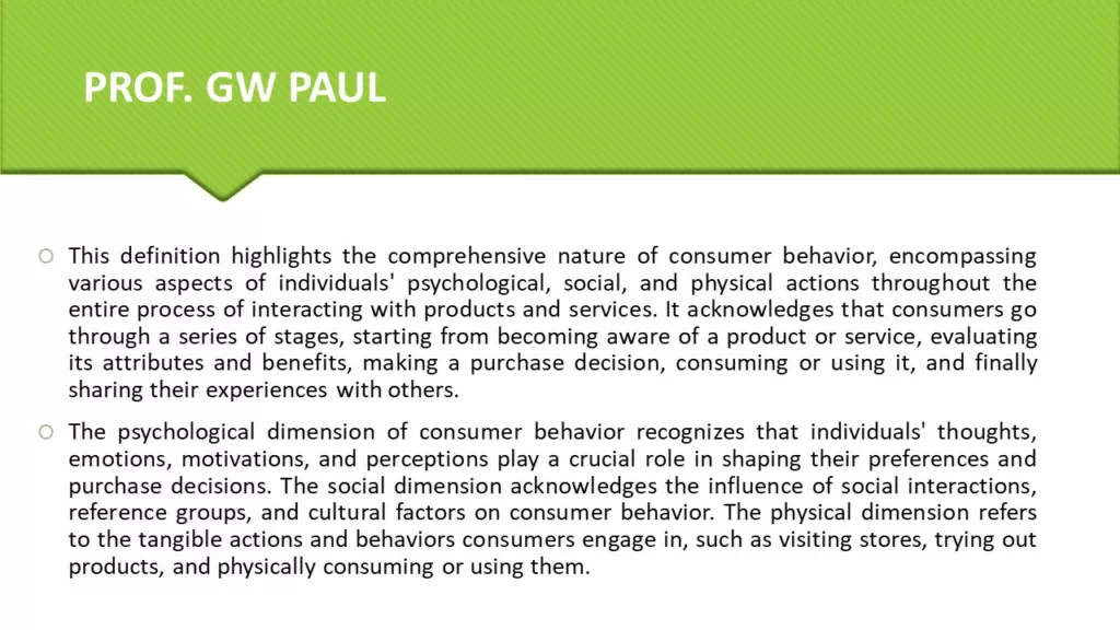 DEFINE CONSUMER BEHAVIOR