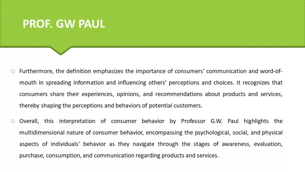 DEFINE CONSUMER BEHAVIOR