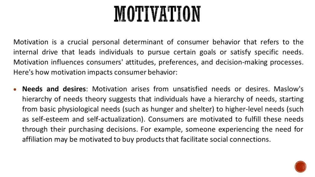 PERSONAL DETERMINANTS OF CONSUMER BEHAVIOR