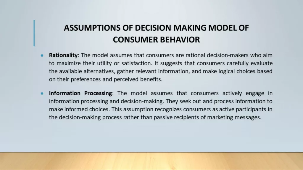 DECISION MAKING MODEL OF CONSUMER BEHAVIOR