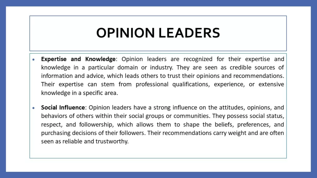 effect of opinion leaders on consumer behavior