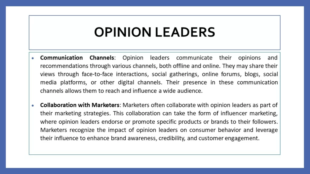 effect of opinion leaders on consumer behavior