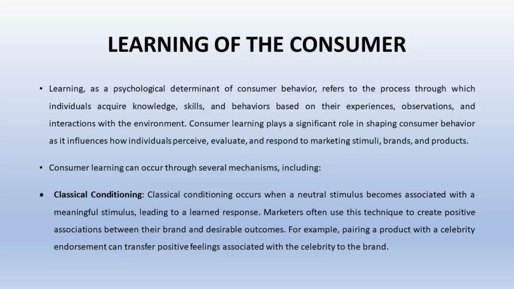 how learning affects consumer behaviour