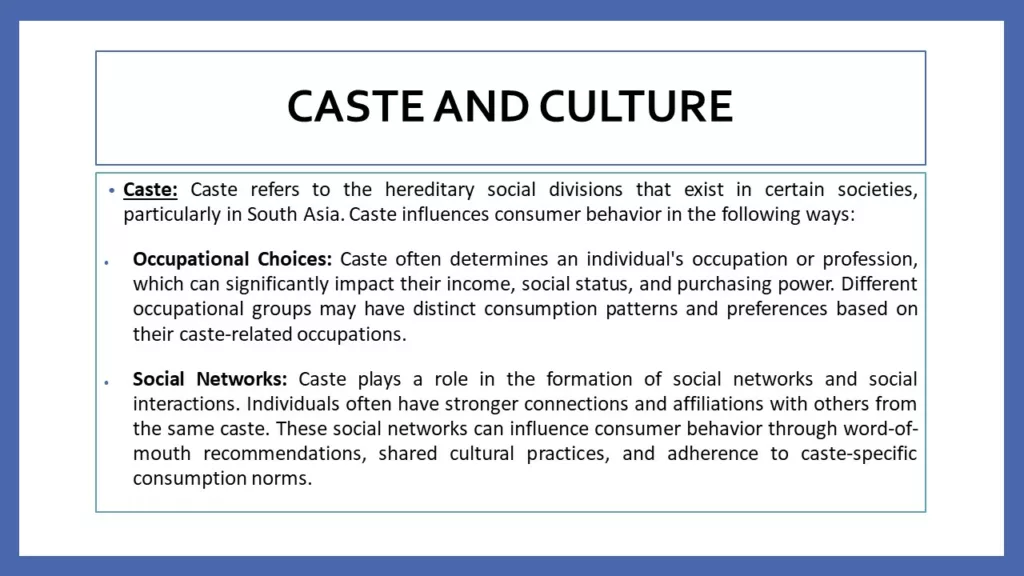 effect of caste and culture on consumer behavior