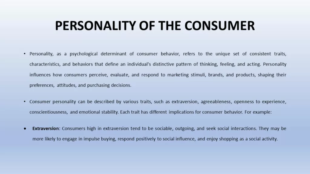 how personality affects consumer behaviour