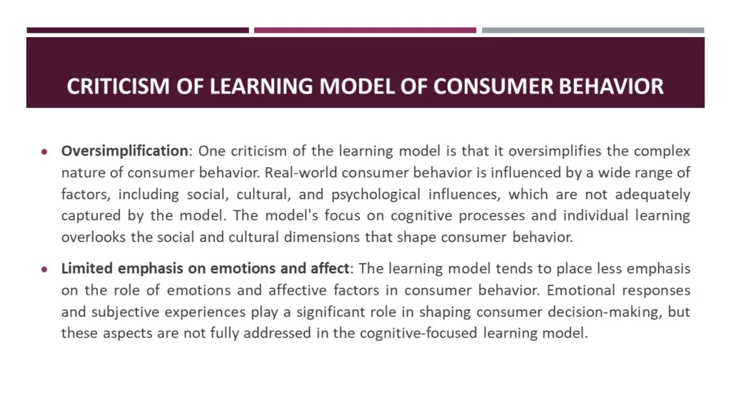 LEARNING MODEL OF CONSUMER BEHAVIOR 