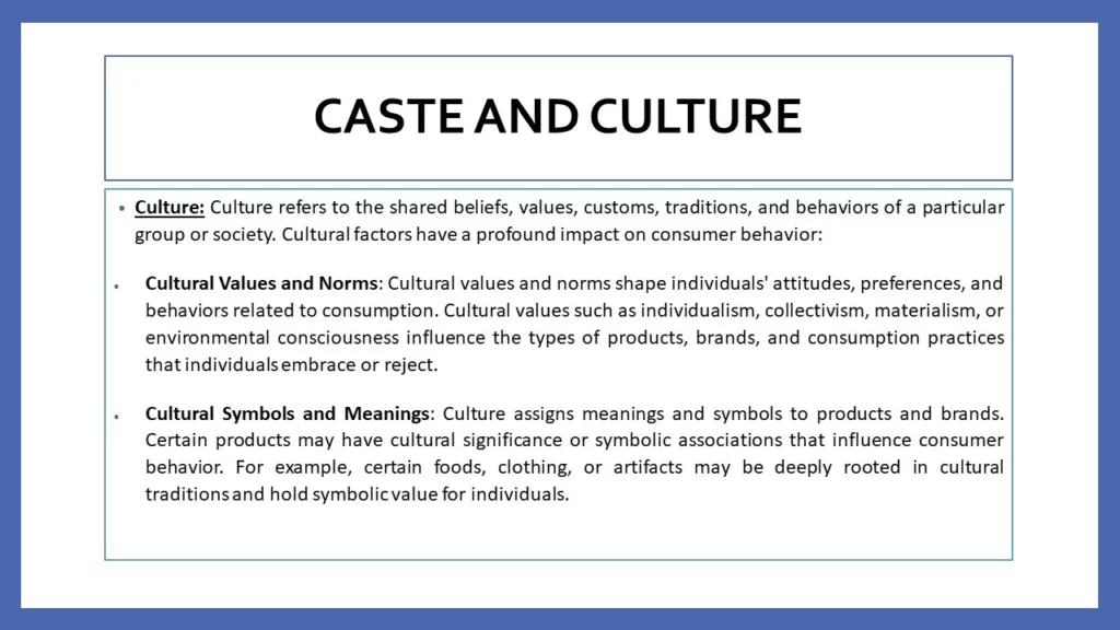 effect of caste and culture on consumer behavior