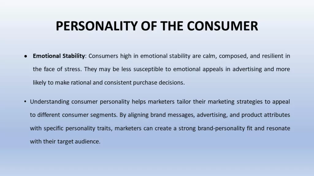 how personality affects consumer behaviour