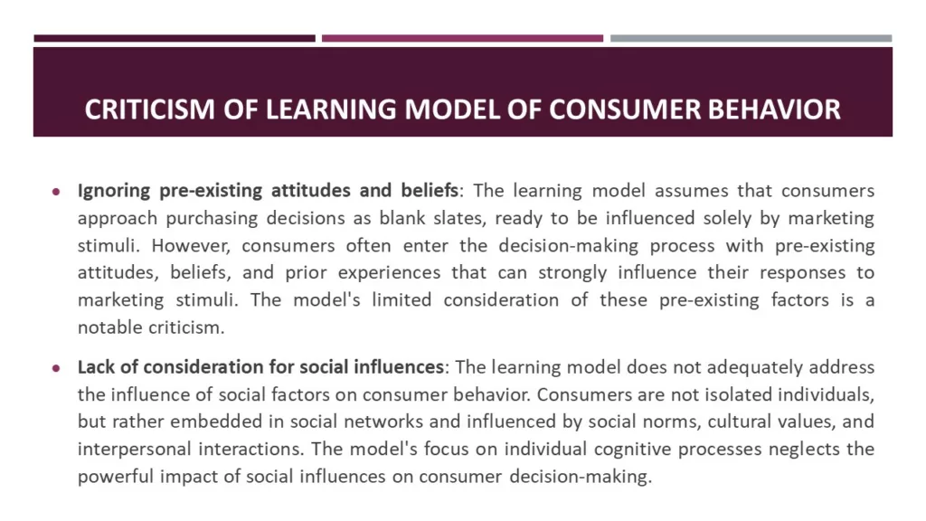 LEARNING MODEL OF CONSUMER BEHAVIOR 