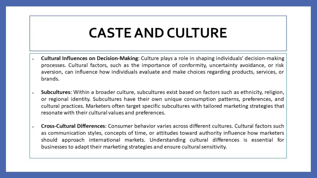 effect of caste and culture on consumer behavior