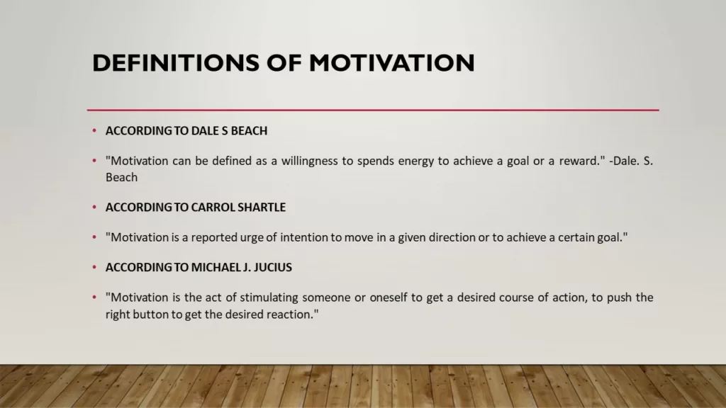 DEFINITIONS OF MOTIVATION