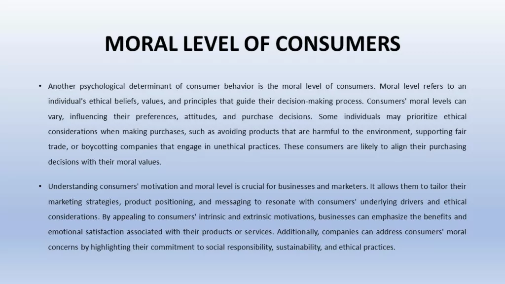 how moral level affects consumer behaviour
