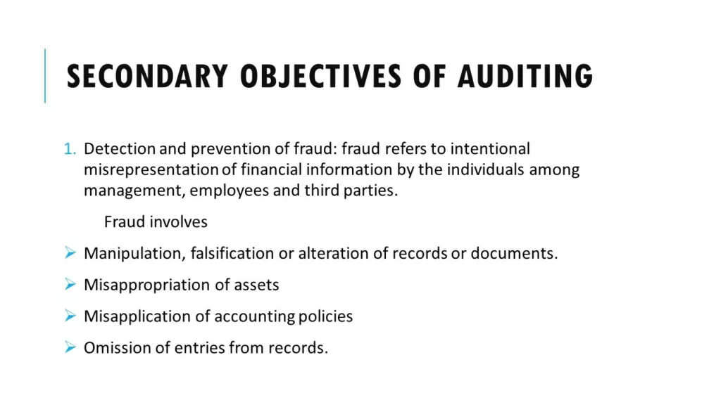 SECONDARY OBJECTIVES OF AUDITING