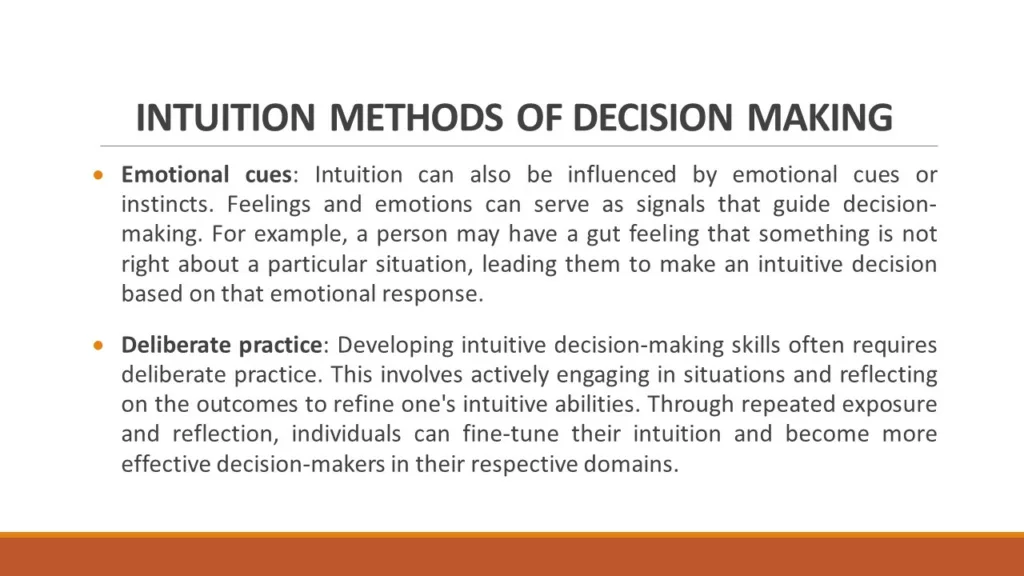 INTUITION METHODS OF DECISION MAKING